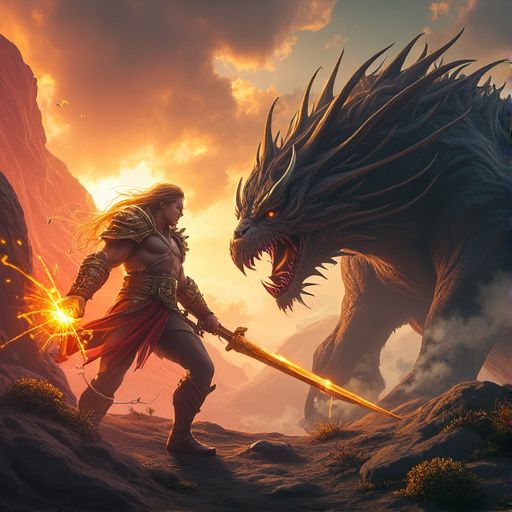 Warrior vs. Dragon: An Epic Showdown