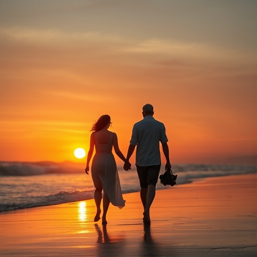 Silhouettes of Love: A Romantic Sunset Stroll