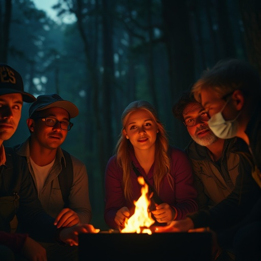 Campfire Tales: Friends Gather Under the Stars