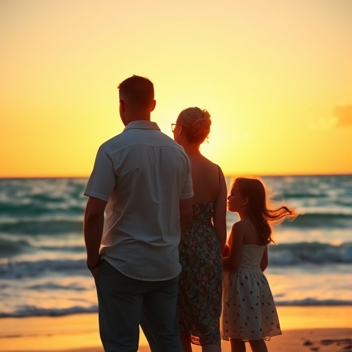 Silhouettes of Hope: A Family Bathed in Sunset’s Glow