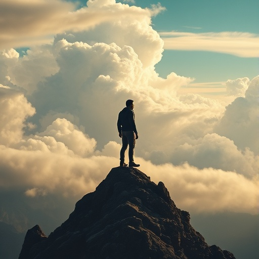 Lost in the Vastness: A Silhouette Against the Stormy Sky