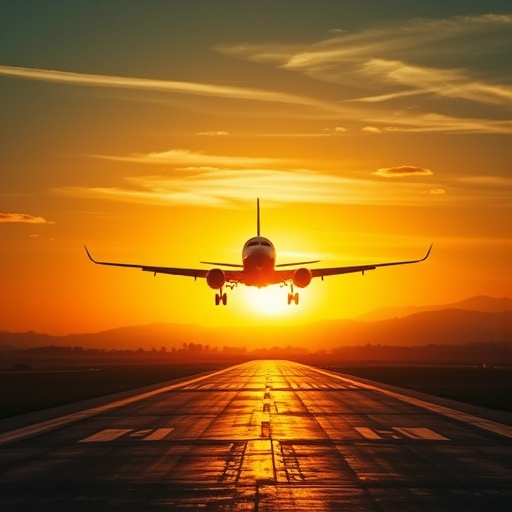 Sunset Landing: A Serene Silhouette Against the Orange Sky