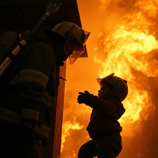 Heroic Firefighter Stands Tall Amidst Blazing Inferno