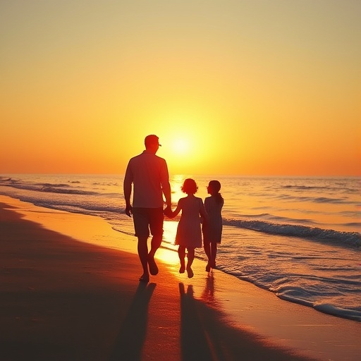 Silhouettes of Hope: A Family’s Sunset Walk