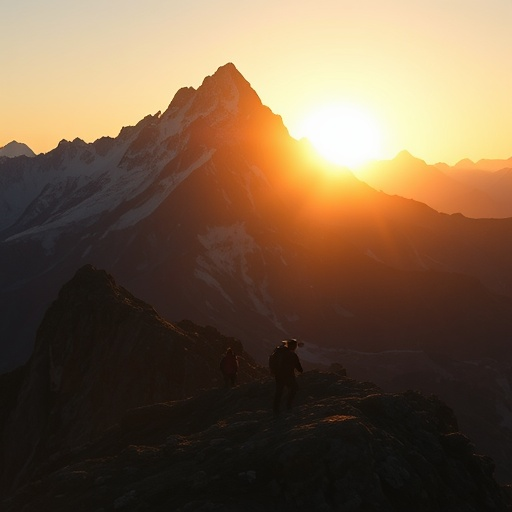 Sunrise Majesty: Two Figures Silhouetted Against a Blazing Dawn