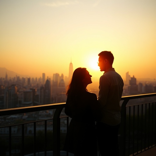 Silhouettes of Love Against the Setting Sun