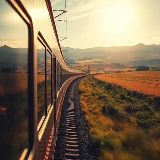 Sunset Journey: A Train Chases the Golden Hour