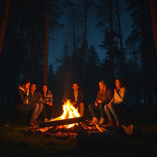 Campfire Cozy: Friends Gather Around the Flames