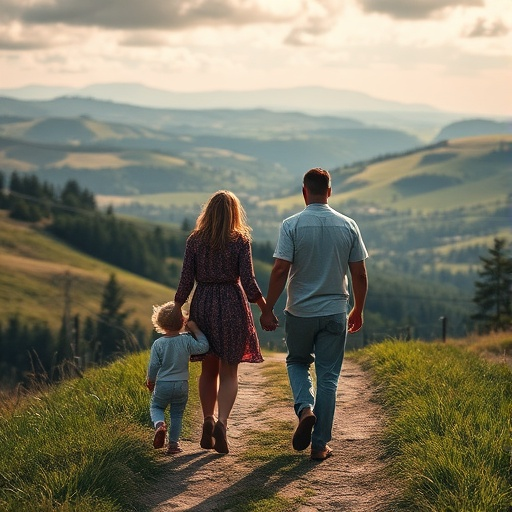 Sunset Serenity: A Family’s Walk Through Mountain Majesty