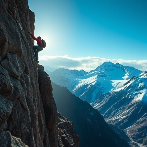 A Lone Climber Conquers the Majestic Peaks