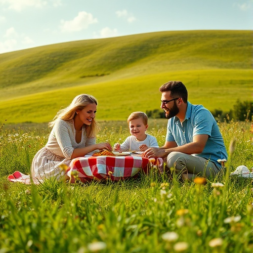 Family Picnic Bliss: Capturing Joy in a Sun-Drenched Field