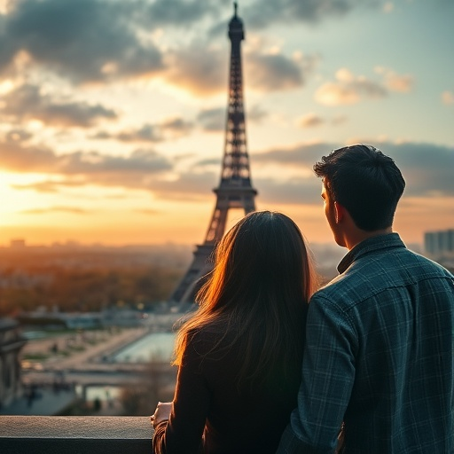 Silhouettes of Love Against the Eiffel Tower