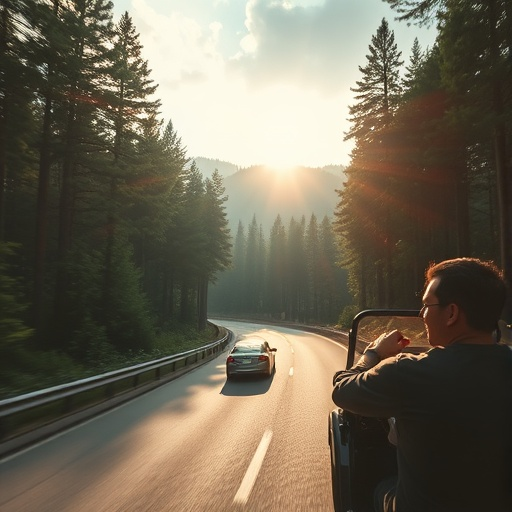 Sun-Dappled Adventure: A Tranquil Drive Through the Forest