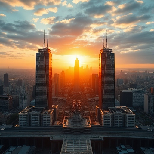 Sunrise Symphony: Skyscrapers Embrace the Golden Hour