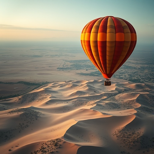 Soaring Serenity: A Hot Air Balloon’s Journey Over the Desert