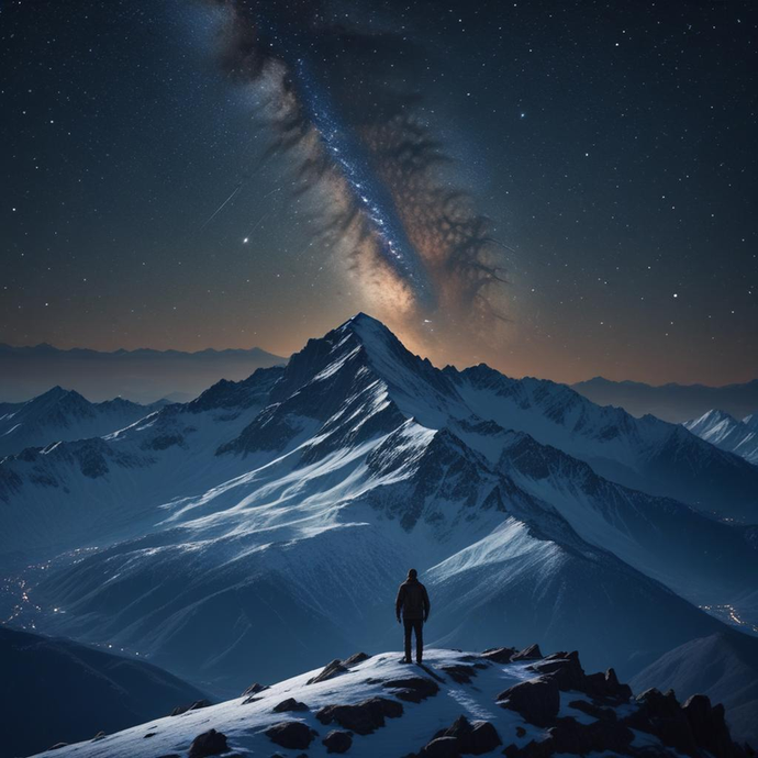 Lost in the Vastness: A Solitary Figure Under the Milky Way