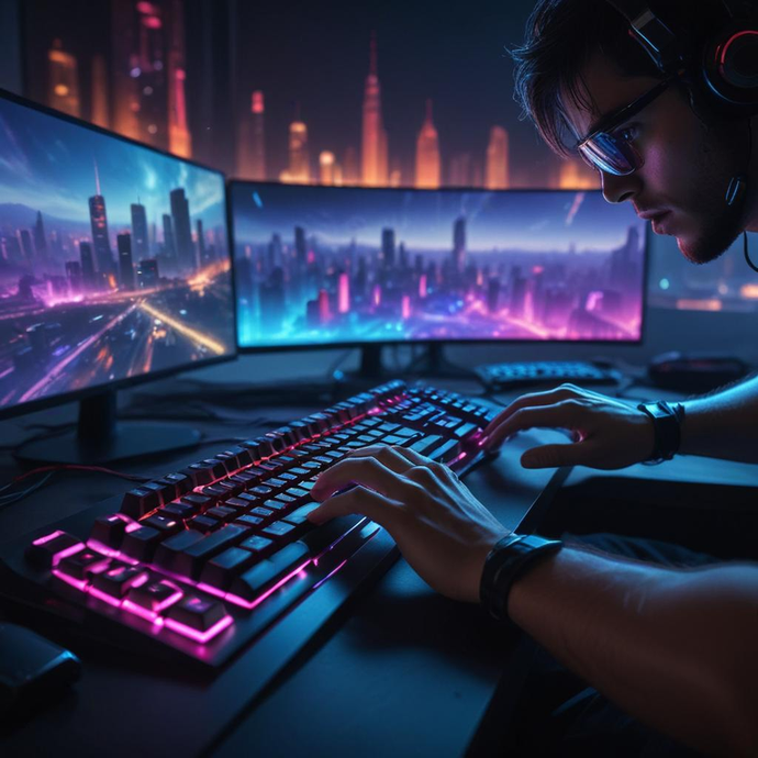 Lost in the Neon Glow: A Cyberpunk Gamer’s Focus