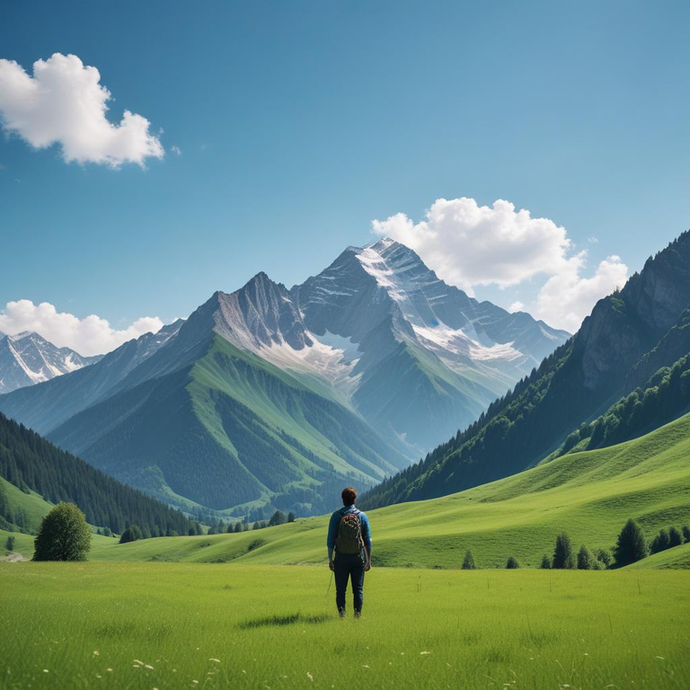 Awe-Inspiring Serenity: Hiker Finds Peace in a Majestic Valley