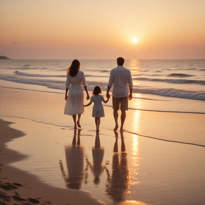 Sunset Serenity: A Family’s Silhouette of Love