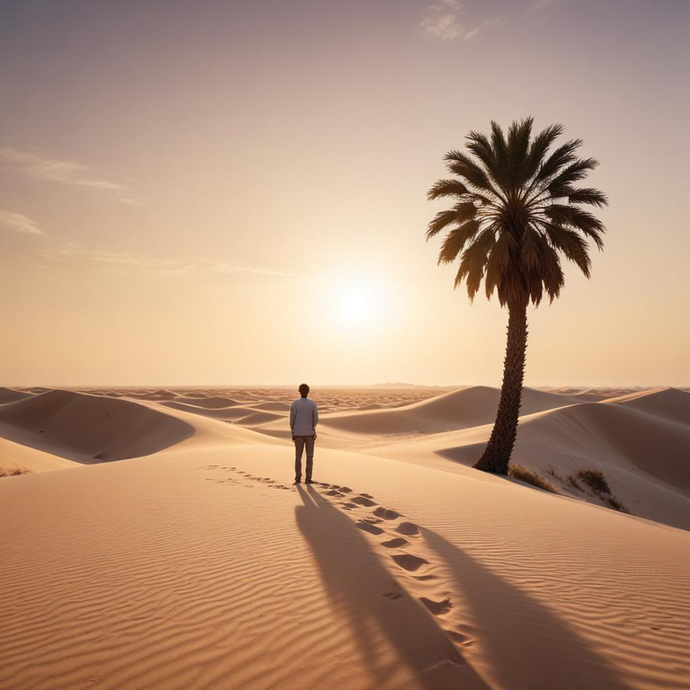 Silhouettes of Solitude: A Desert Sunset