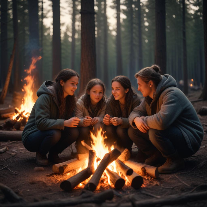 Campfire Glow: Warmth and Camaraderie in the Woods