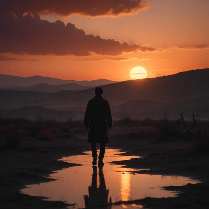 Silhouettes of Solitude: A Desert Sunset