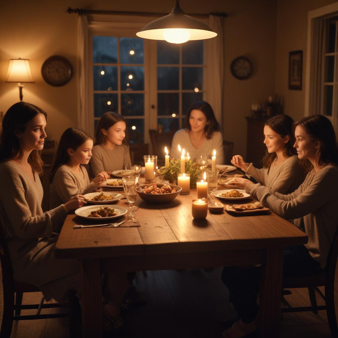 Candlelit Moments: A Family’s Cozy Dinner