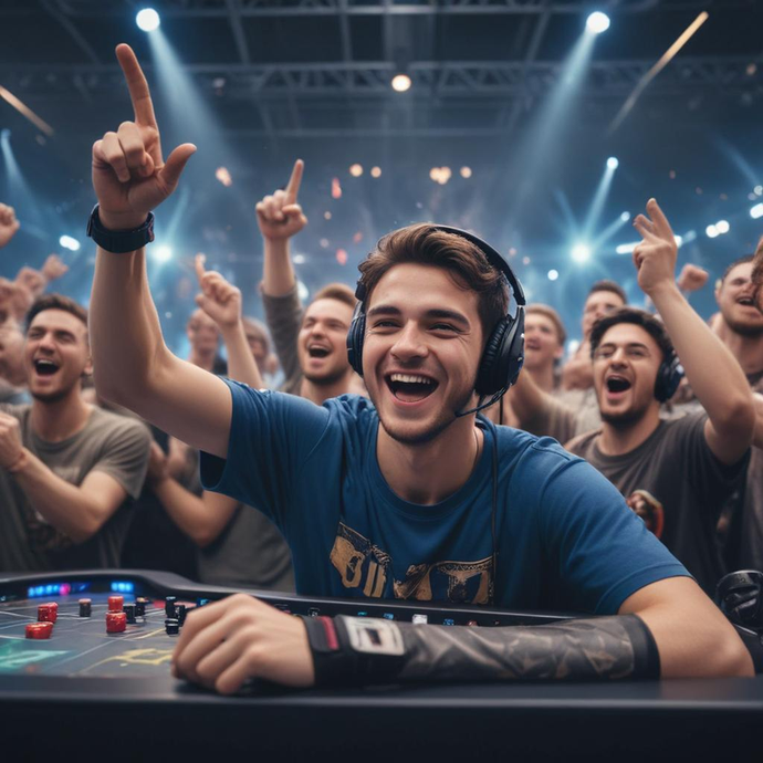 Victory Dance! Esports Champion Basking in the Glow of Success