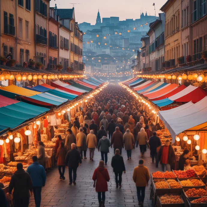 A Vibrant Market Beckons on a Hilltop