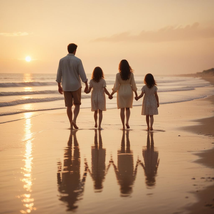 Sunset Serenity: A Family’s Beachside Bliss