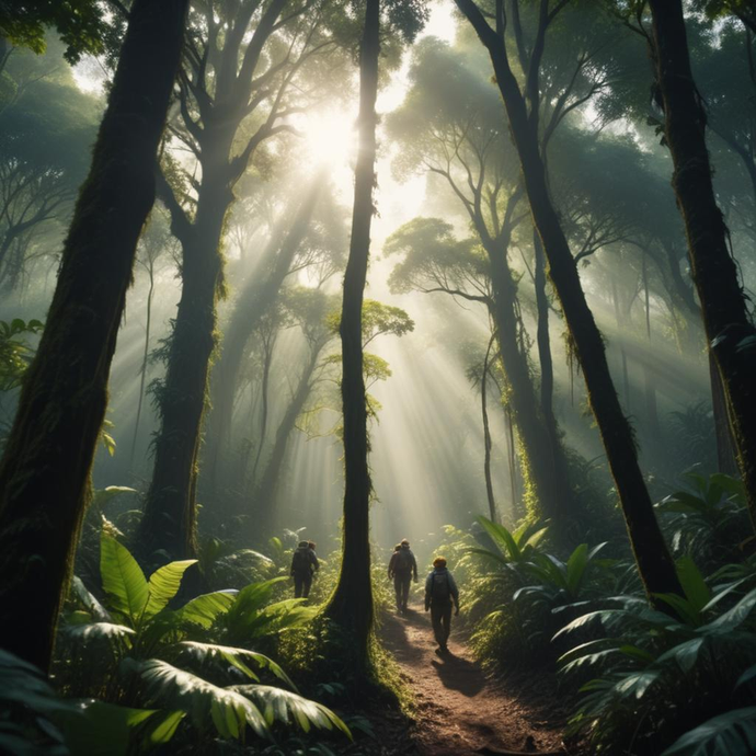 Sun-Dappled Path Through a Mysterious Forest