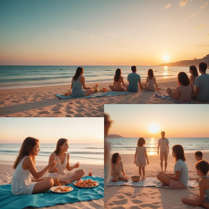 Golden Hour Bliss: Friends Gather for a Beachside Picnic