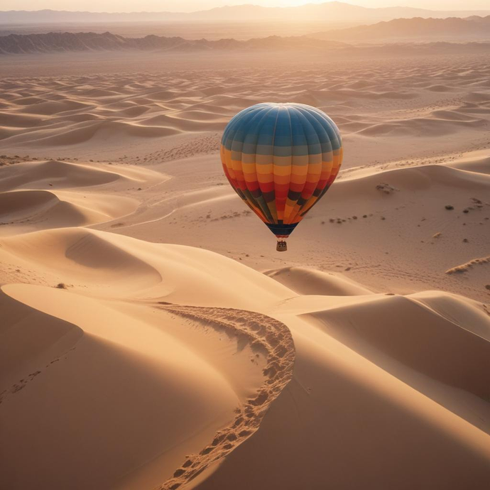 A Serene Flight Over the Desert’s Golden Sands