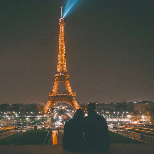 Silhouettes of Love Against the Eiffel Tower