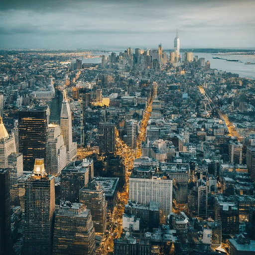 City Lights at Dusk: A Serene Aerial View