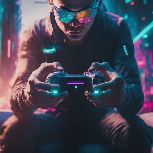 Lost in the Neon Glow: A Gamer’s Intense Focus