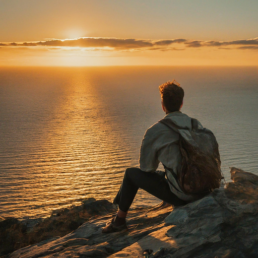 Silhouetted Serenity: A Moment of Contemplation at Sunset