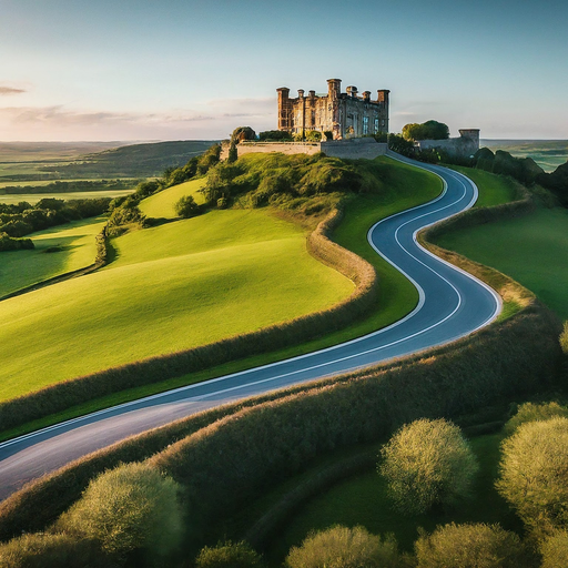 Enchanted Castle Awaits on Winding Road