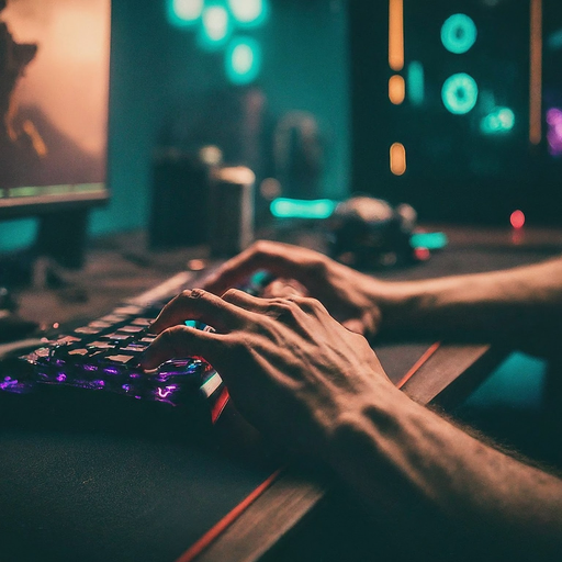 The Glow of Focus: Hands Typing in the Night