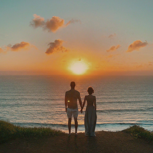 Silhouettes of Love Against the Setting Sun