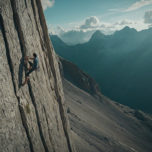 A Lone Climber Defies Gravity, Embracing the Majestic View