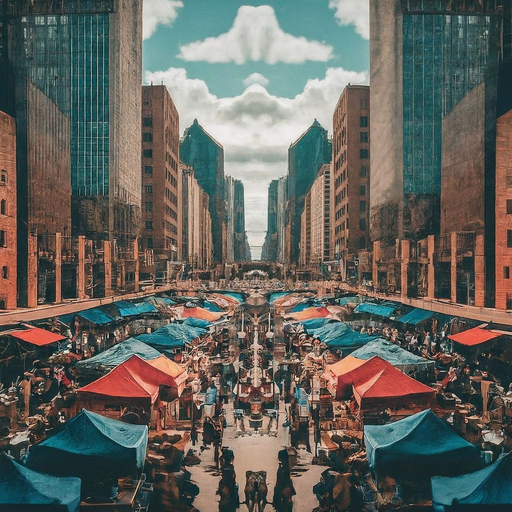 A Buzzing City Market from Above