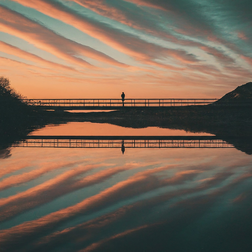 Silhouette of Solitude: A Tranquil Sunset Bridge