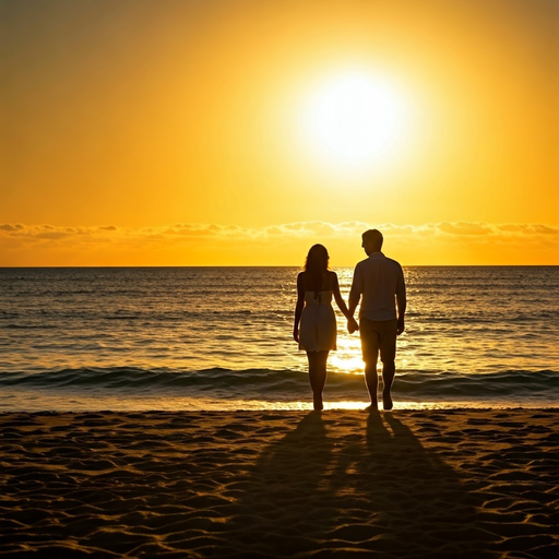 Silhouettes of Love at Sunset