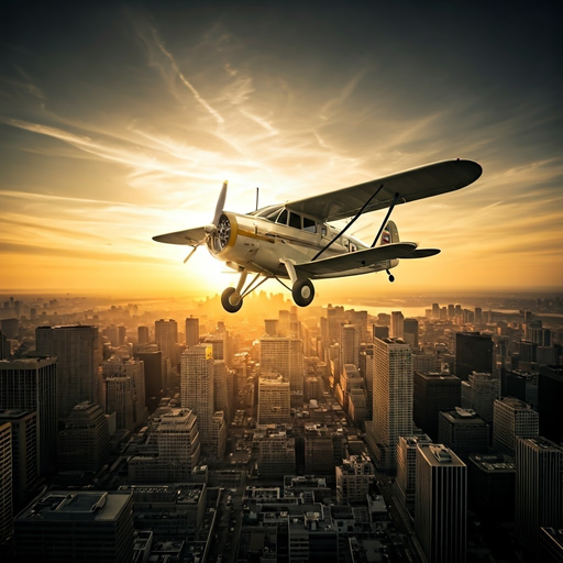 Sunset Flight Over the City: A Dreamy Escape