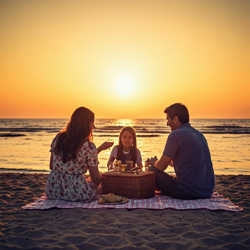 Golden Sunset Picnic: A Family’s Moment of Joy