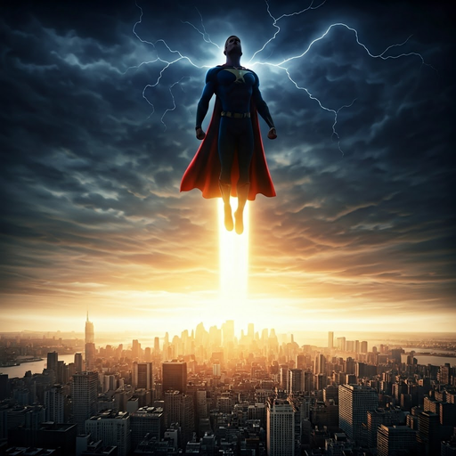 Superhero Soars Above the Storm