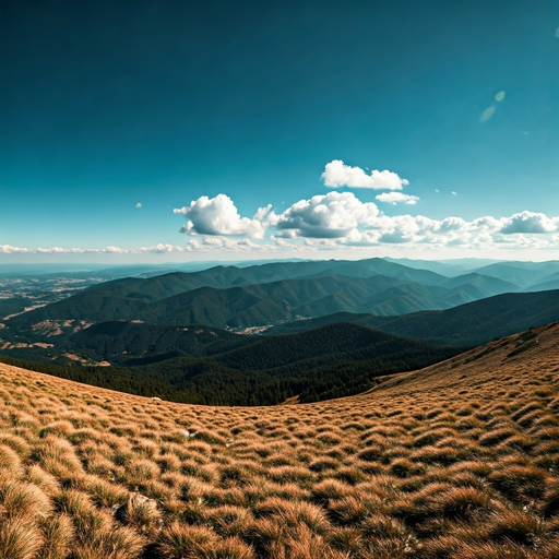 Golden Grass and Majestic Peaks: A Serene Mountain Landscape