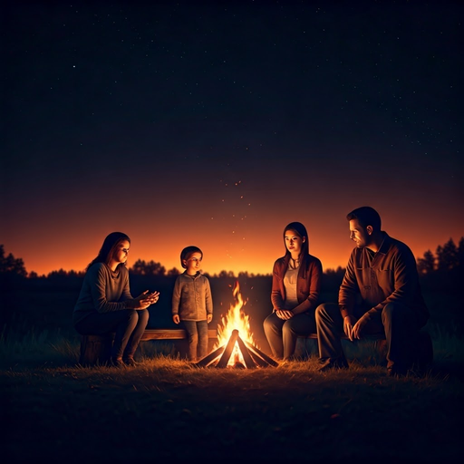 Campfire Night: A Family’s Cozy Escape Under the Stars