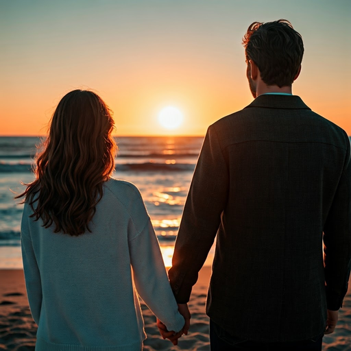 Sunset Romance: A Couple’s Silhouette Against a Vibrant Sky